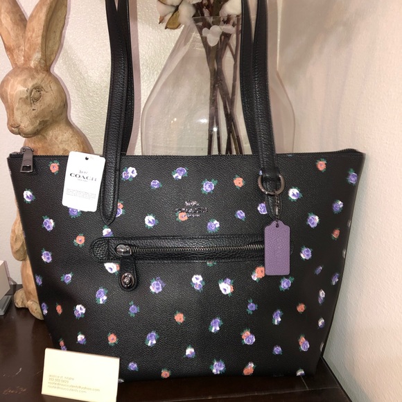 coach rose print tote
